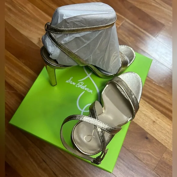 Sam Edelman Womens size 9.5 Jade Sandal Gold High Heel Stiletto. BOX/NEVER WORN - Picture 2 of 4